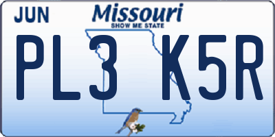 MO license plate PL3K5R