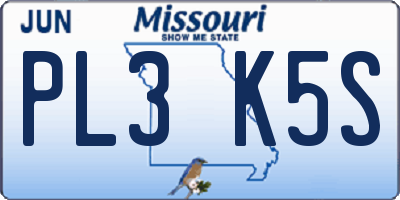 MO license plate PL3K5S