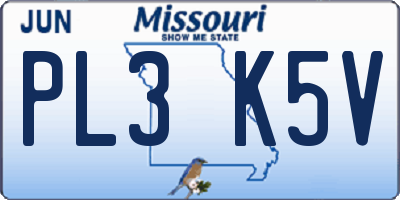 MO license plate PL3K5V