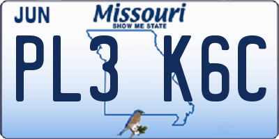 MO license plate PL3K6C