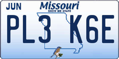 MO license plate PL3K6E