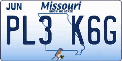 MO license plate PL3K6G