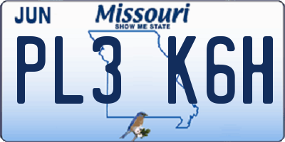 MO license plate PL3K6H
