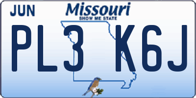 MO license plate PL3K6J