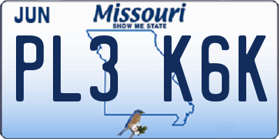MO license plate PL3K6K