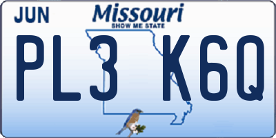 MO license plate PL3K6Q