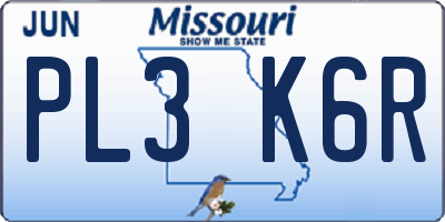 MO license plate PL3K6R