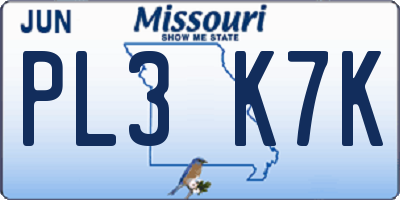 MO license plate PL3K7K
