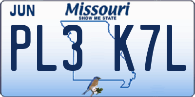 MO license plate PL3K7L