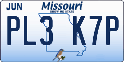 MO license plate PL3K7P
