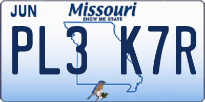 MO license plate PL3K7R