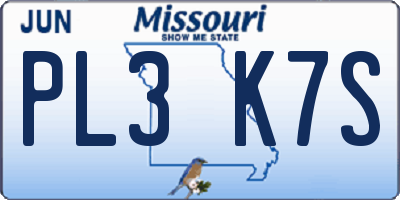 MO license plate PL3K7S