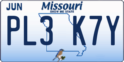MO license plate PL3K7Y