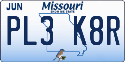 MO license plate PL3K8R
