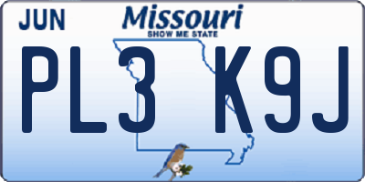 MO license plate PL3K9J