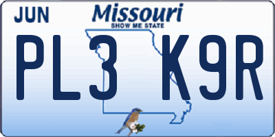 MO license plate PL3K9R