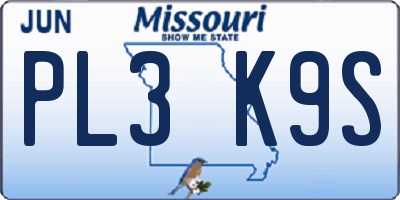 MO license plate PL3K9S