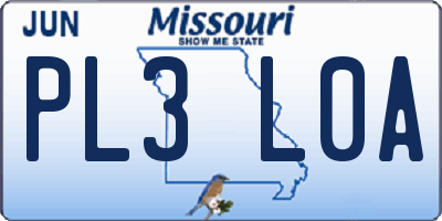 MO license plate PL3L0A