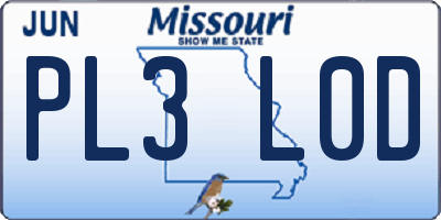MO license plate PL3L0D