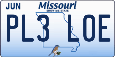 MO license plate PL3L0E