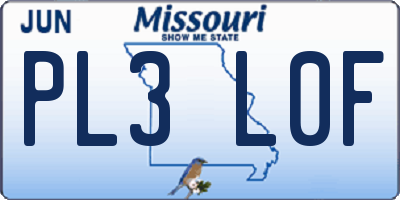 MO license plate PL3L0F