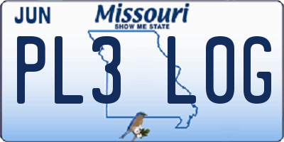 MO license plate PL3L0G