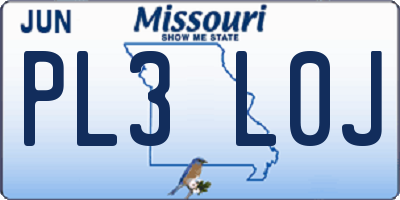 MO license plate PL3L0J