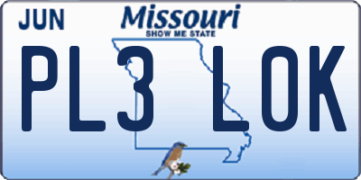 MO license plate PL3L0K