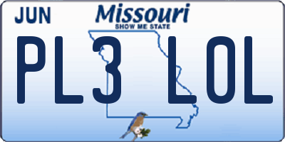 MO license plate PL3L0L