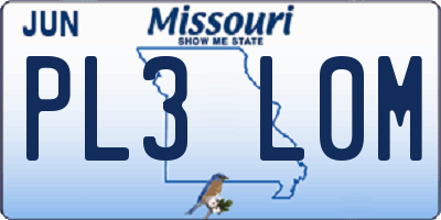 MO license plate PL3L0M