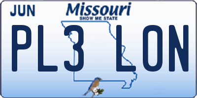 MO license plate PL3L0N