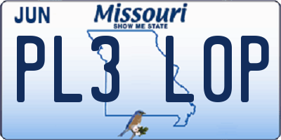 MO license plate PL3L0P