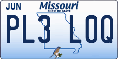 MO license plate PL3L0Q