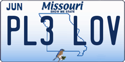 MO license plate PL3L0V
