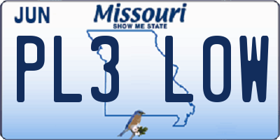 MO license plate PL3L0W