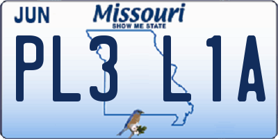 MO license plate PL3L1A