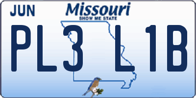MO license plate PL3L1B