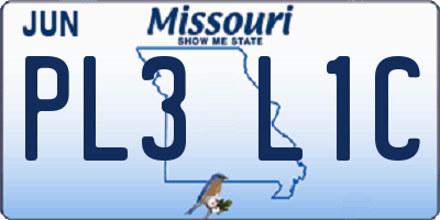 MO license plate PL3L1C