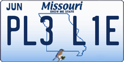 MO license plate PL3L1E