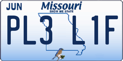 MO license plate PL3L1F