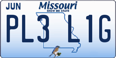 MO license plate PL3L1G