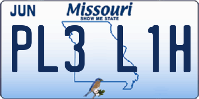 MO license plate PL3L1H