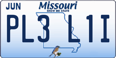 MO license plate PL3L1I