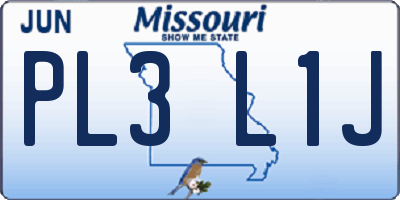 MO license plate PL3L1J