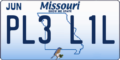 MO license plate PL3L1L
