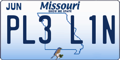 MO license plate PL3L1N