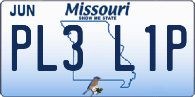 MO license plate PL3L1P