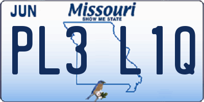 MO license plate PL3L1Q