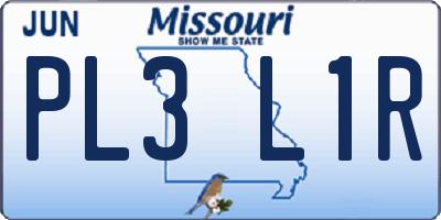 MO license plate PL3L1R