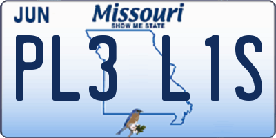 MO license plate PL3L1S